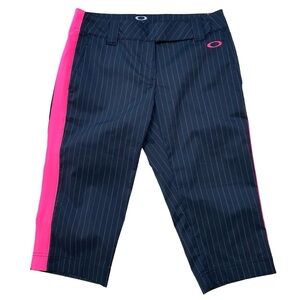 Oakley Pinstripe Golf Albatross Capri‎ Pant Womens 2 Jet Black Hot Pink 29x17